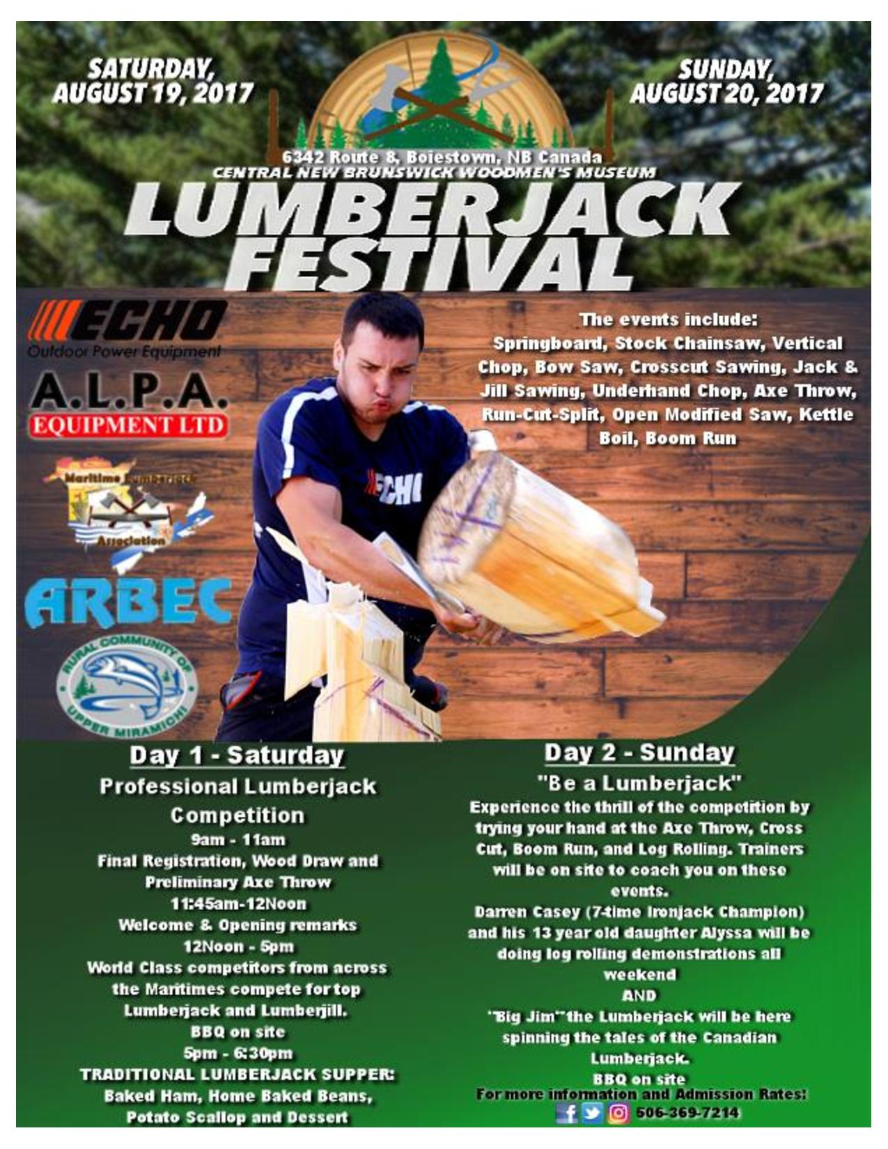 Lumberjacks are Gathering in Boiestown for Lumberjack Festival at the Woodmen’s Museum